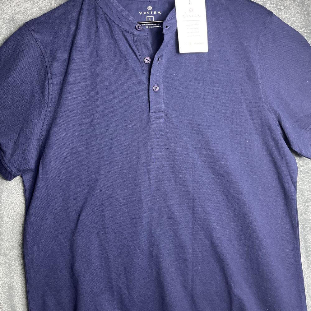 Vustra 100% Organic Cotton Men's Large Short Sleeve Shirt Quarter Button NWT